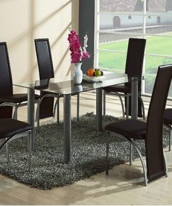 פינת אוכל מזכוכית דגם VERONA BLACK כולל 6 כיסאות